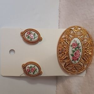 Vintage Avon brooch and earrings set